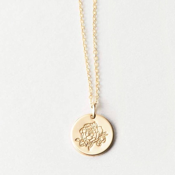 Peony November Birth Flower Engraved Boho Necklace - Picture 6 of 16
